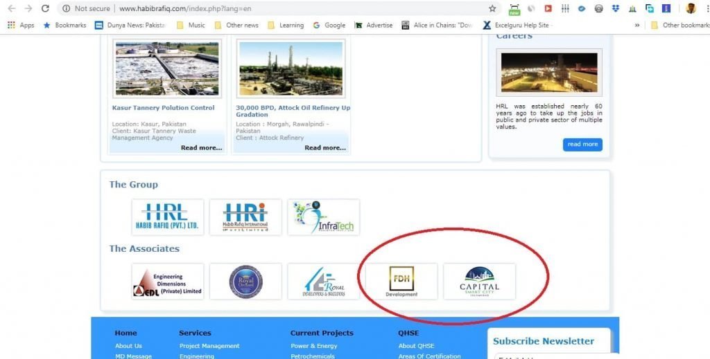 Habib Rafique Website Link for Capital Smart City and FDH