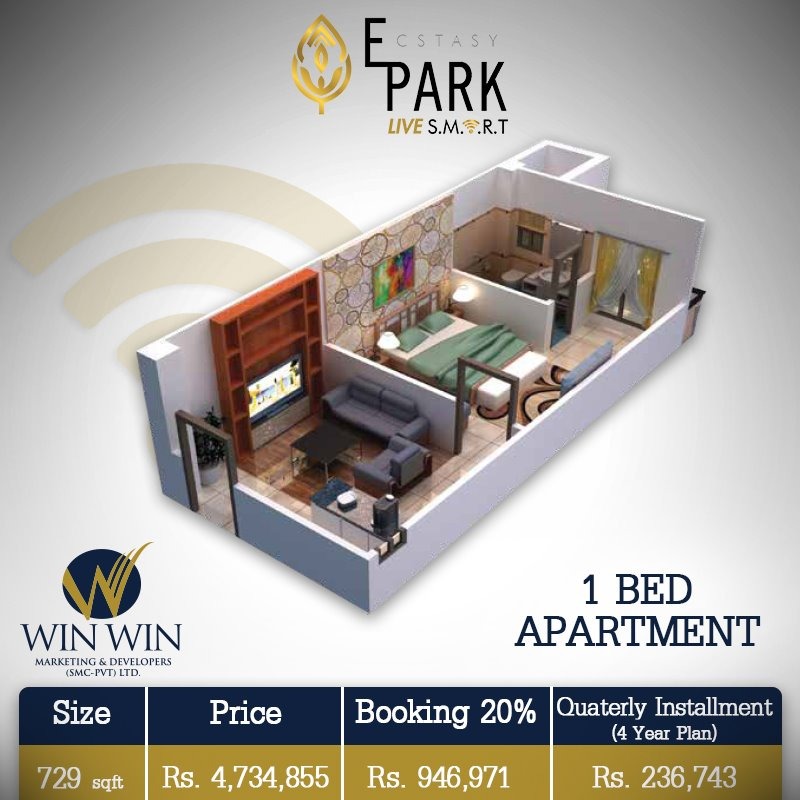 Ecstasy Park 1 Bed Apartment Layout Plan-1