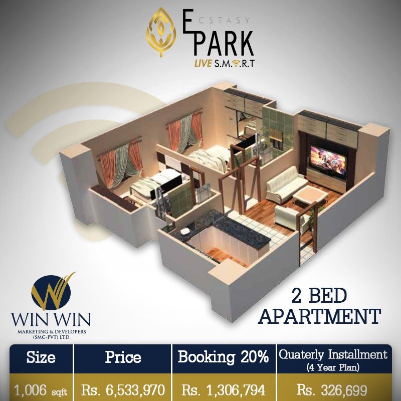 Ecstasy Park 2 Bed Apartment Layout Plan-4