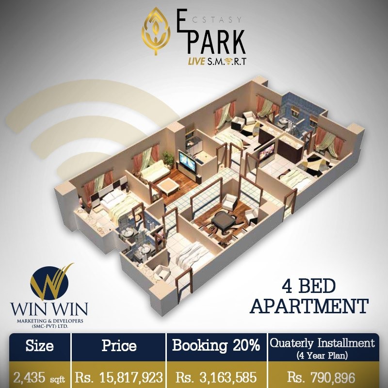 Ecstasy Park 4 Bed Apartment Layout Plan