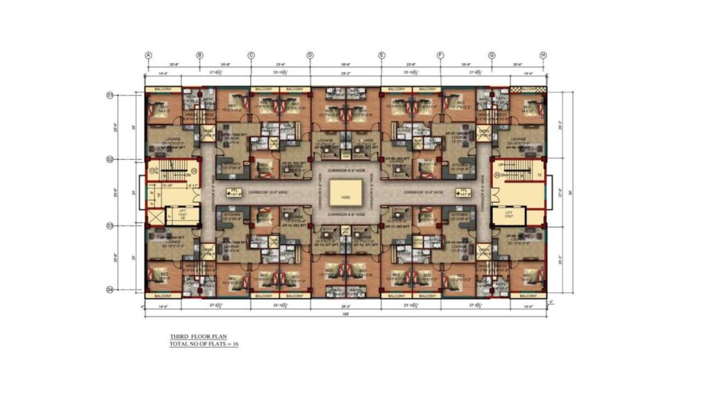 Gulberg Pride 3rd Floor Apartments Layout Plan