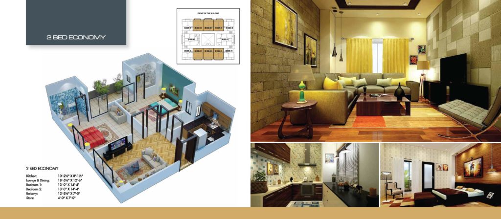 Time Square 2 Bed Economy Apartment Floor Plan