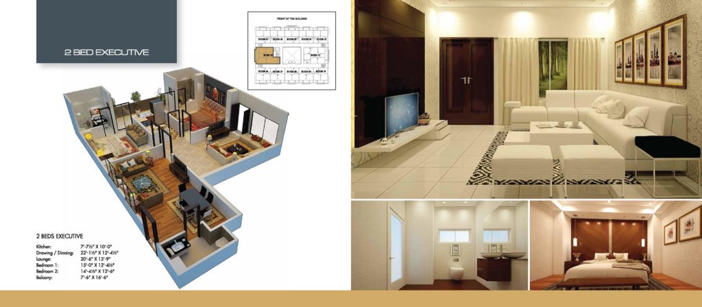 Time Square 2 Bed Executive Apartment Floor Plan