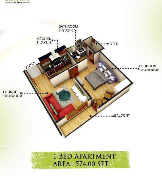 D8 Heights 1 Bed Apartment Lay Out Plan