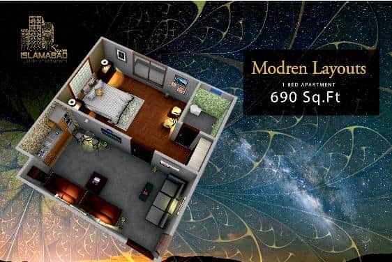 Islamabad Square 1 Bed Layout
