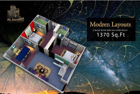 Islamabad Square 2 Bed Layout
