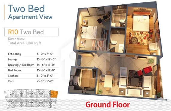 River Walk 2 Bed R-10 Layout