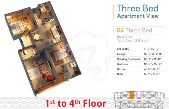 River Walk 3 Bed R-4 Layout