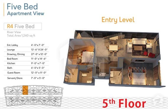 River Walk 5 Bed R-4 Layout