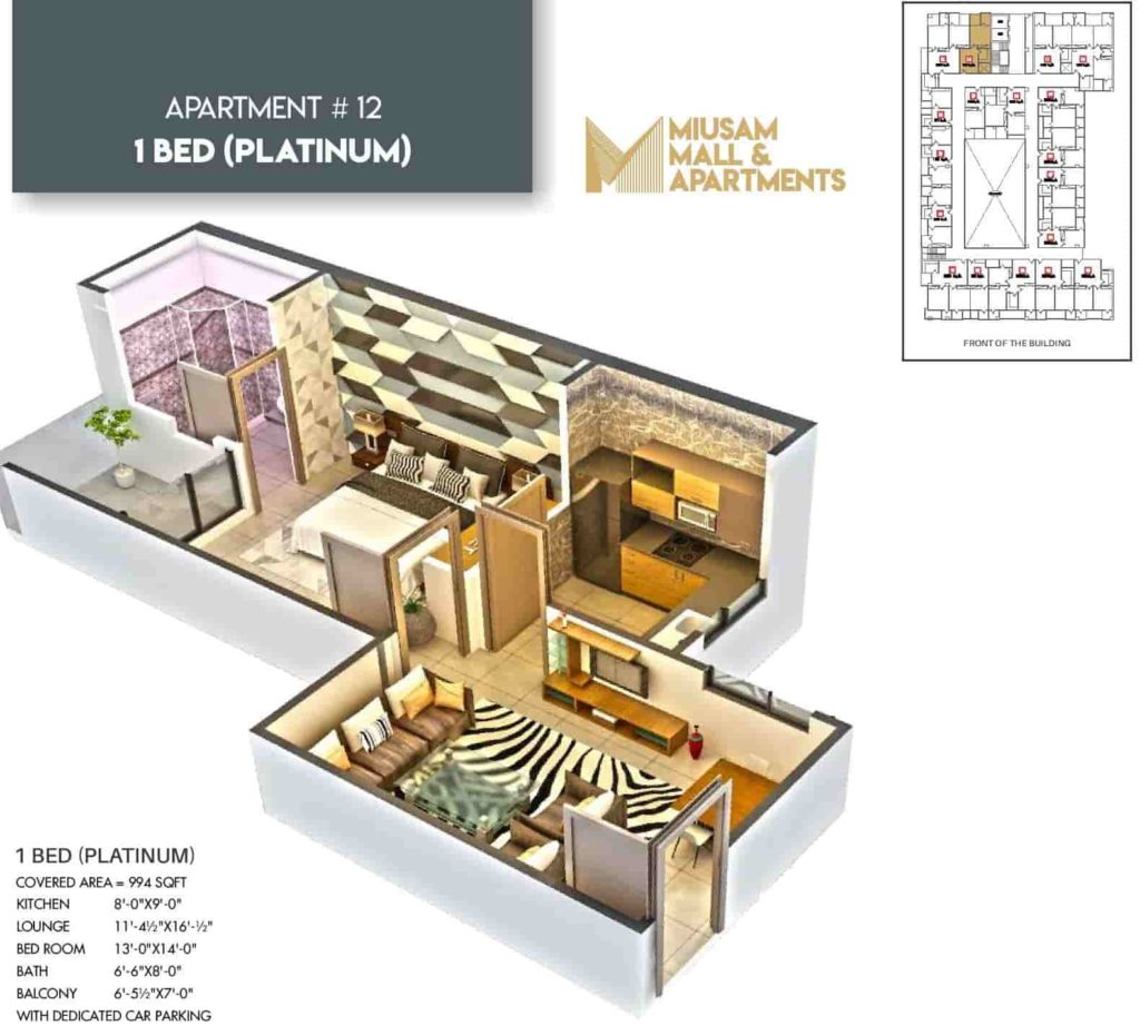 Miusam 1 Bed Platinum Apartment Layout