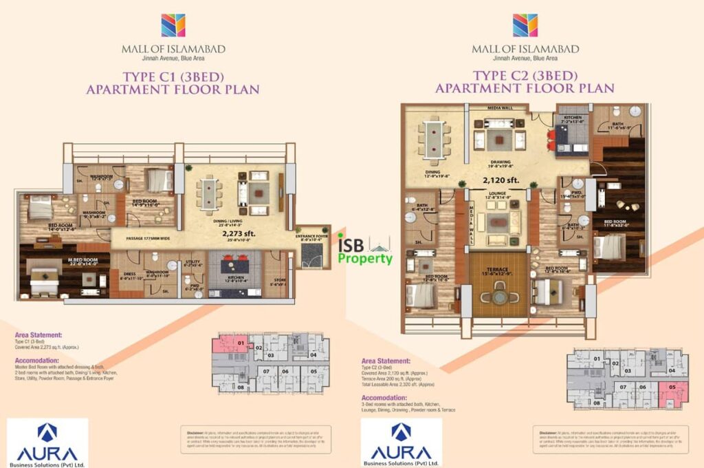 Mall of Islamabad 3 Bed C2 Layout