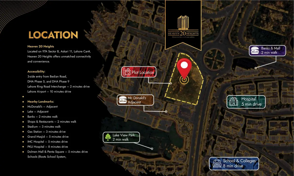 Heaven 20 Heights 2 bedroom apartment floor plan Lahore