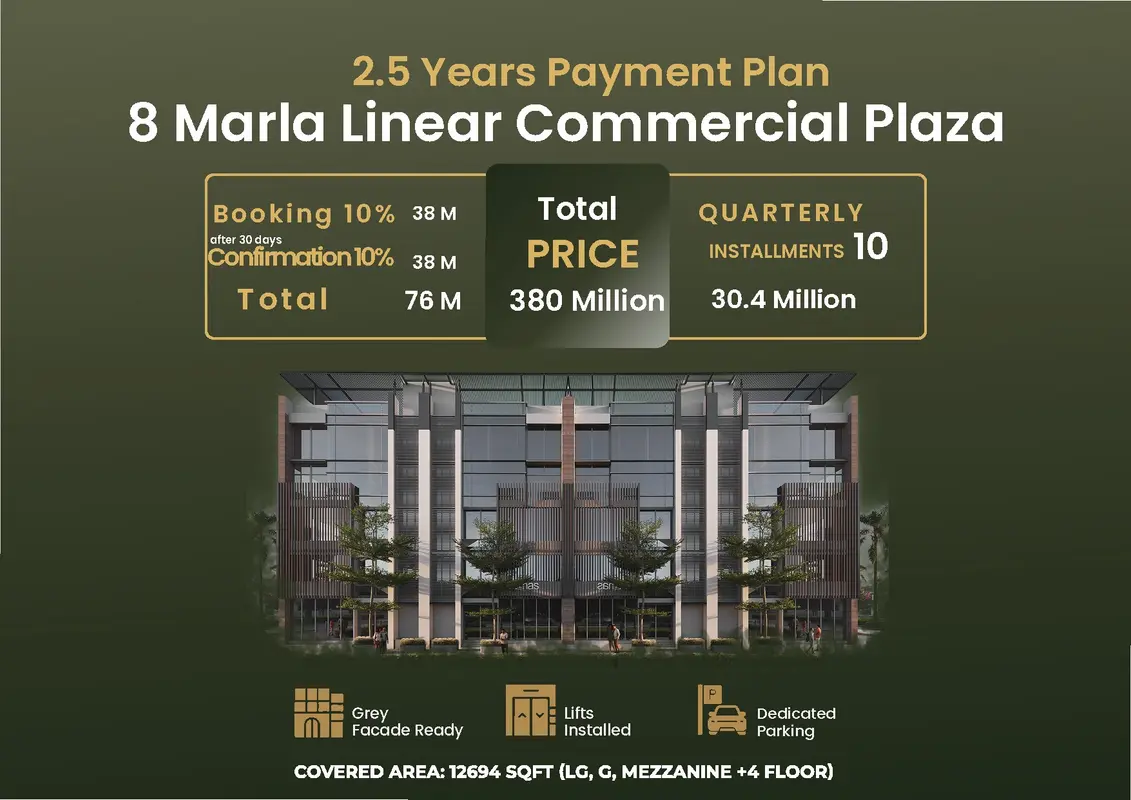 One Central DHA Lahore commercial plaza payment plan and exterior render