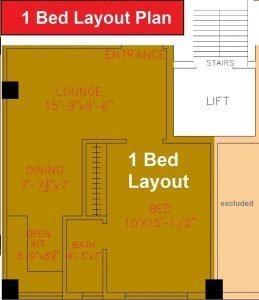 1 bed layout plan apartment Shanghai Heights-min